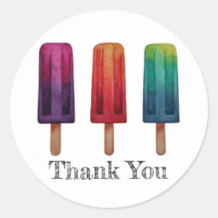 Watercolor Cute Popsicle Ice Creams Classic Round Sticker