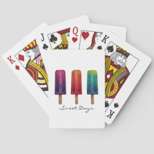 Watercolor Cute Popsicle Ice Creams Playing Cards