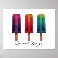 Watercolor Cute Popsicle Ice Creams