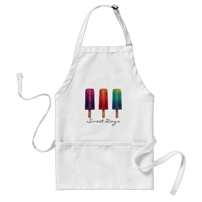 Watercolor Cute Popsicle Ice Creams Standard Apron (Front)