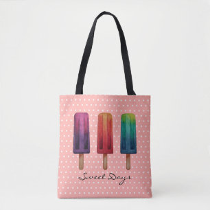 Watercolor Cute Popsicle Ice Creams Tote Bag