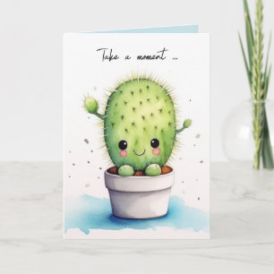 Watercolor Cute Potted Succulent Card