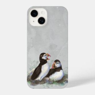 Watercolor Cute Puffin Birds Wildlife Nature Art iPhone 14 Case