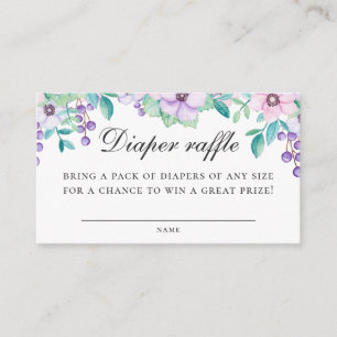 Watercolor cute purple garden floral Diaper Raffle Enclosure Card