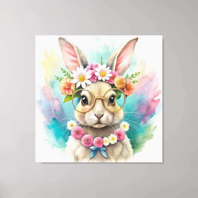 Watercolor Cute Rabbit  Canvas Print (Front)