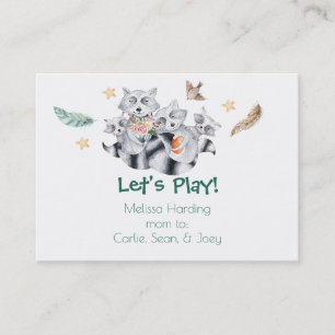 Watercolor Cute Racoon Family Mum Calling