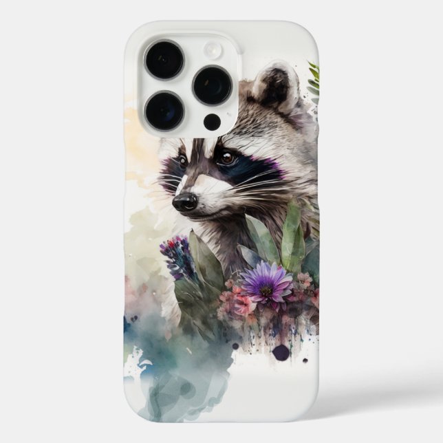 Watercolor Cute Racoon Spring Flowers       Case-Mate iPhone Case (Back)