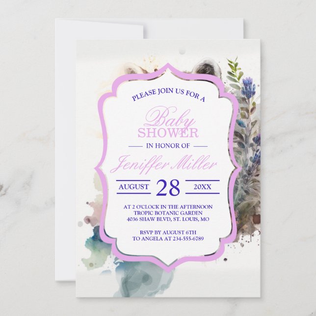 Watercolor Cute Racoon Spring Flowers             Invitation (Front)