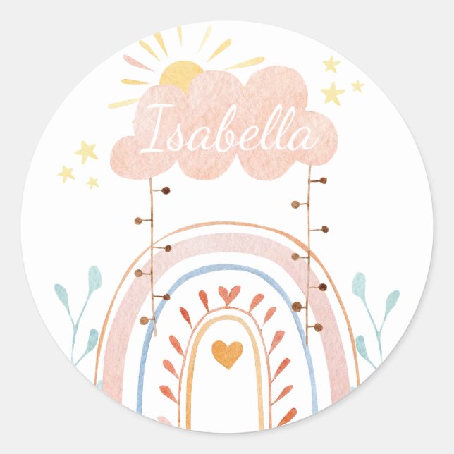 Watercolor Cute Rainbow Kids Label (Front)
