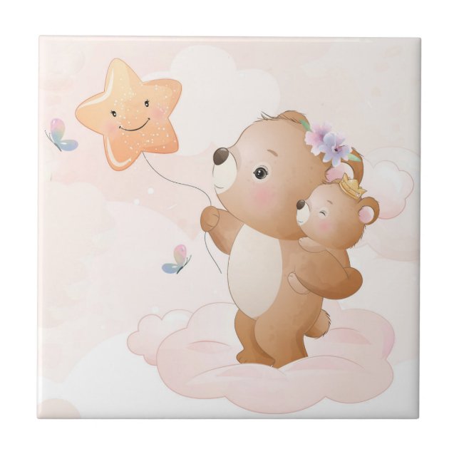 Watercolor Cute Rainbow Mouse Animal Art Ceramic T Tile (Front)