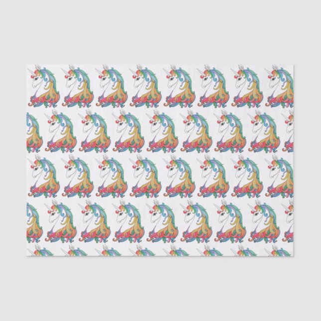 Watercolor cute rainbow unicorn tissue paper (Front)