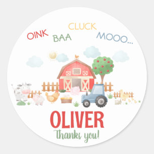 Watercolor Cute Red Barnyard Farm Animal  Classic Round Sticker