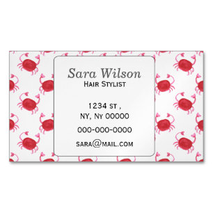 watercolor cute red crabs beach design Magnetic business card