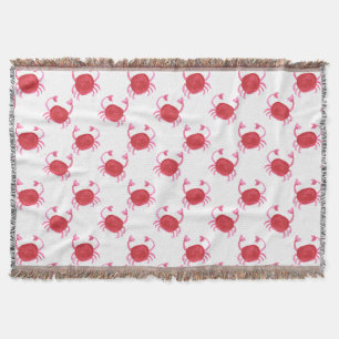 watercolor cute red crabs beach design throw blanket