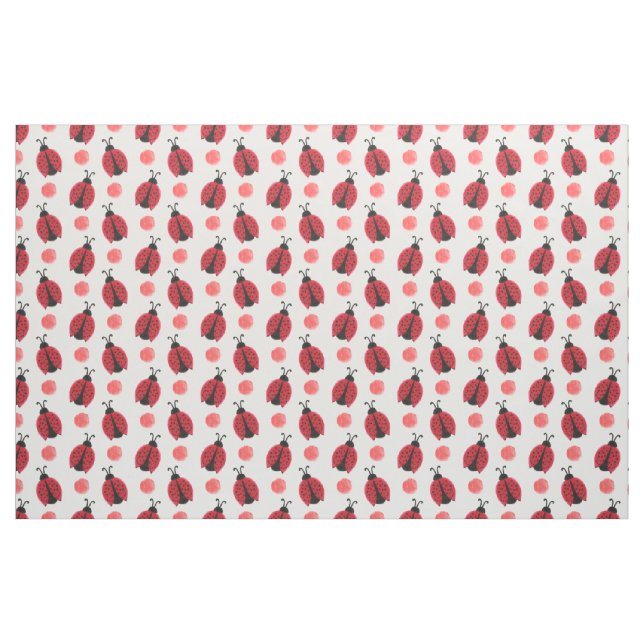 watercolor cute red ladybugs polkadots fabric (Fat Quarter)