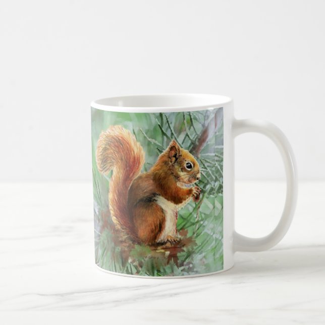 Watercolor Cute Red Squirrel Animal Nature Art Coffee Mug (Right)