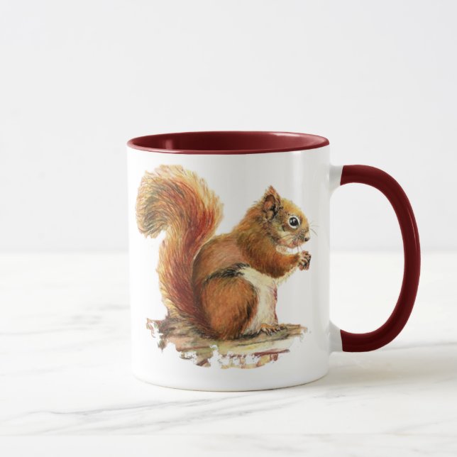 Watercolor Cute Red Squirrel Animal Nature Mug (Right)