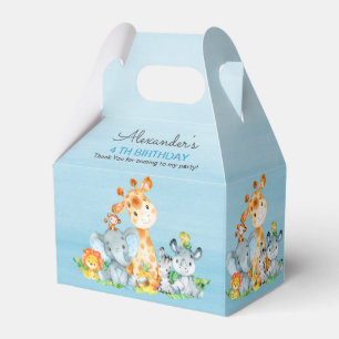 Watercolor Cute Safari Jungle Animals Birthday Favour Box