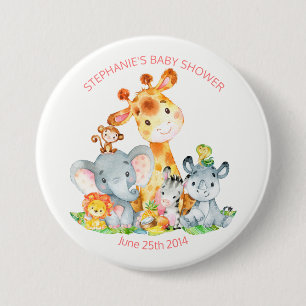 Watercolor Cute Safari Jungle Baby Shower 7.5 Cm Round Badge
