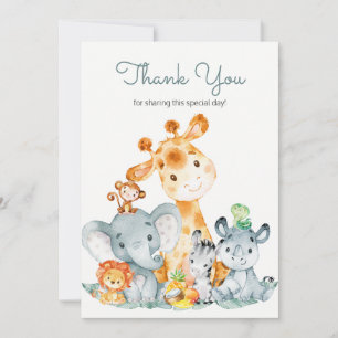 Watercolor Cute Safari Jungle Thank You
