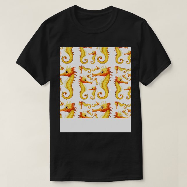 watercolor Cute Seahorse T-Shirt (Design Front)