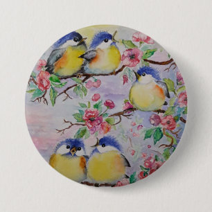 Watercolor - Cute Sparrows 7.5 Cm Round Badge