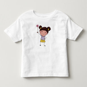 Watercolor Cute Stick Girl pink Flower Beautiful Toddler T-Shirt