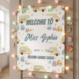 Watercolor Cute Teacher Classroom Welcome Sign