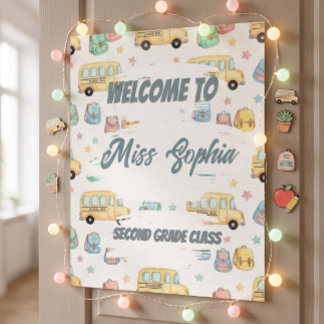 Watercolor Cute Teacher Classroom Welcome Sign