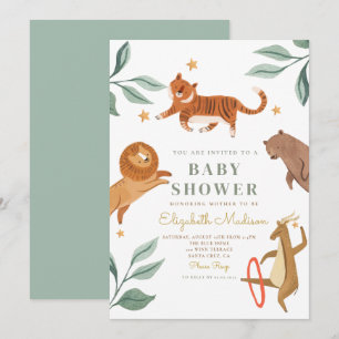 Watercolor Cute Tiger Circus Baby Shower
