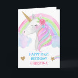 Watercolor Cute Unicorn Personalised Girl Birthday Card<br><div class="desc">Watercolor Cute Unicorn Personalised Girl Birthday</div>