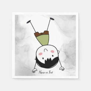 Watercolor Cute Upside Down Stick Boy Beautiful Napkin