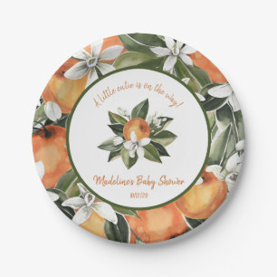 Watercolor cutie orange blossom’s baby shower paper plate