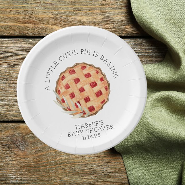 Watercolor Cutie Pie Baking Baby Shower Paper Plate (Creator Uploaded)