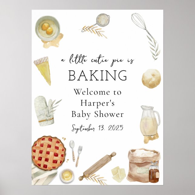 Watercolor Cutie Pie Baking Welcome Sign (Front)