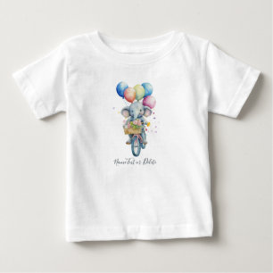 Watercolor Cycling Elephant Baby T-Shirt