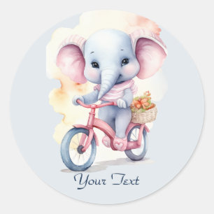 Watercolor Cycling Elephant Sticker