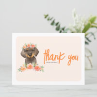 Watercolor Dachshund and Peach Flowers Birthday