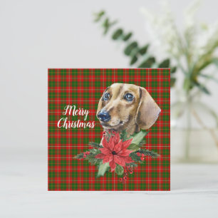 Watercolor Dachshund Dog Christmas Flat Card