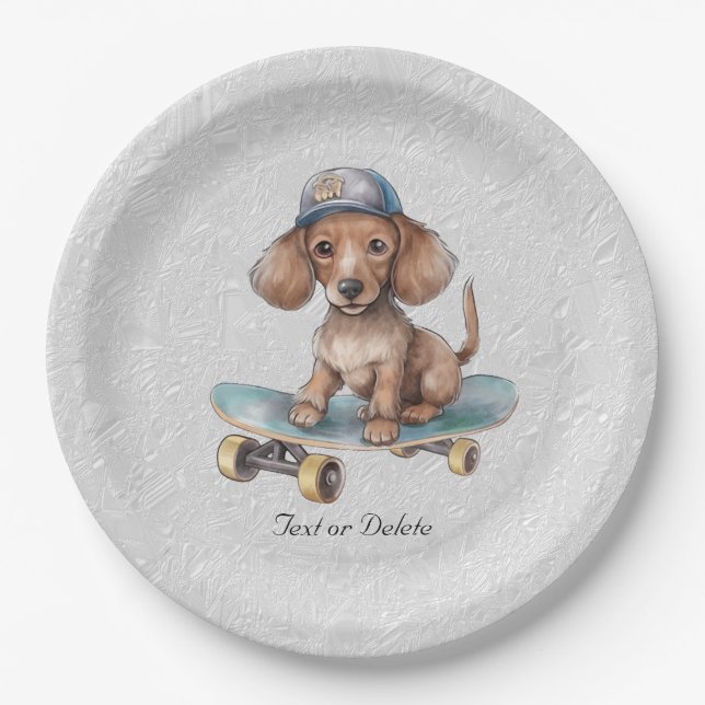Watercolor Dachshund Paper Plate (Front)