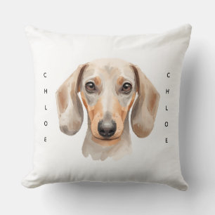 Watercolor Dachshund Pet Memorial Throw Pillow