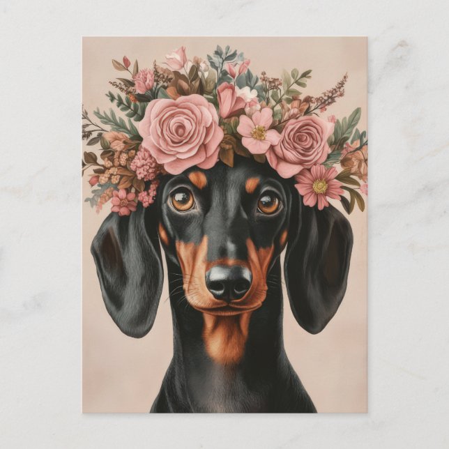 Watercolor Dachshund Postcard  (Front)