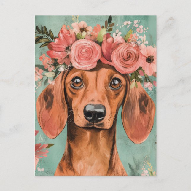 Watercolor Dachshund Postcard  (Front)