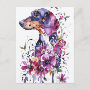 Watercolor Dachshund Postcard
