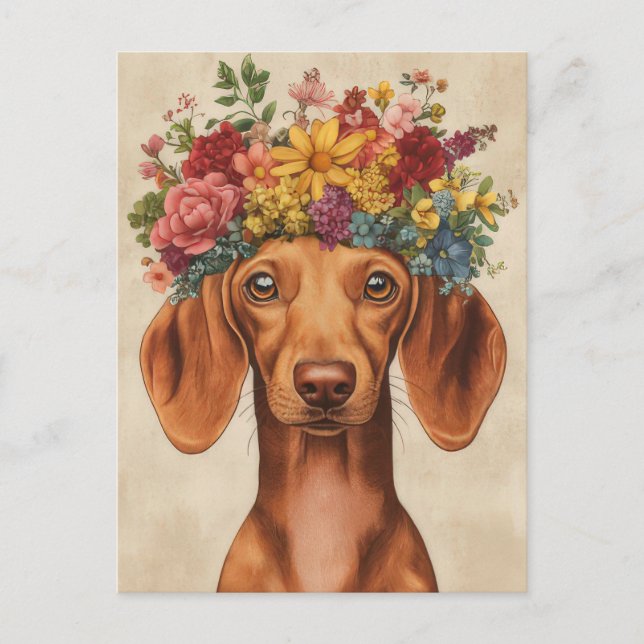 Watercolor Dachshund Postcard  (Front)