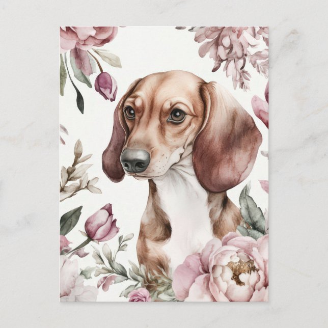 Watercolor Dachshund Postcard  (Front)