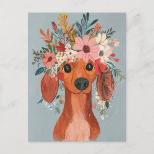 Watercolor Dachshund Postcard