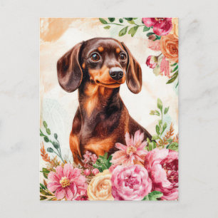 Watercolor Dachshund Postcard 