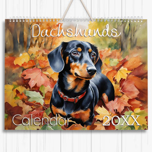 Watercolor Dachshunds Cute Dog Breed 2027 Calendar