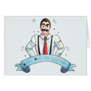 Watercolor Dad in Suspenders Father's Day